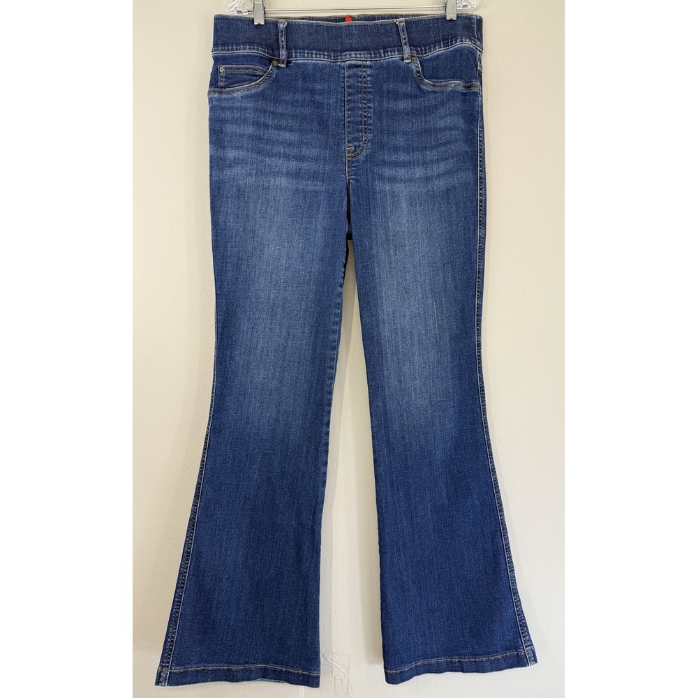 Spanx Pull On Flare Jeans Women's‎ Plus Size 1X Blue Stretch Denim #20327R 36x33